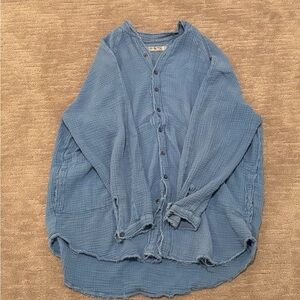 We The Free Textured Blue Top